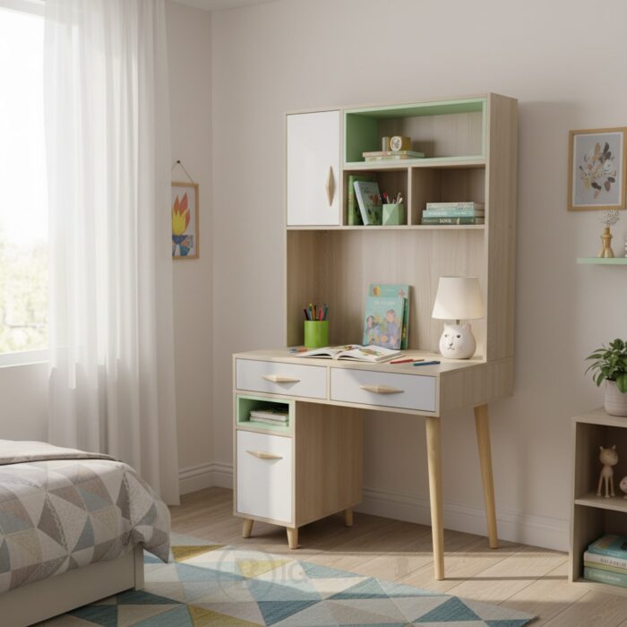 Bureau d’Écriture avec Rangements et Tiroirs – Design Scandinave – L90 x P55 x H175 cm – Image 6