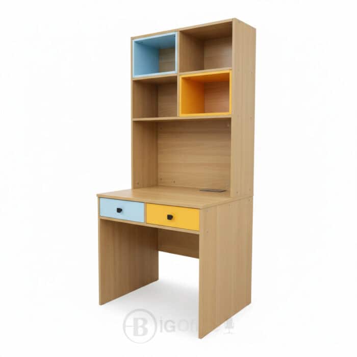 Bureau d’Écriture Coloré avec Rangements – 2 Tiroirs – Design Moderne – L80 × P60 × H180 cm – Image 3