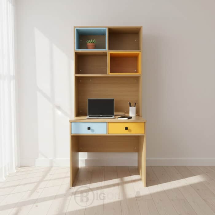 Bureau d’Écriture Coloré avec Rangements – 2 Tiroirs – Design Moderne – L80 × P60 × H180 cm – Image 8
