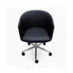 Fauteuil de Bureau Pivotant en Simili Cuir Noir - Design Arrondi - Base Chromée – Image 2