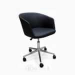 Fauteuil de Bureau Pivotant en Simili Cuir Noir - Design Arrondi - Base Chromée