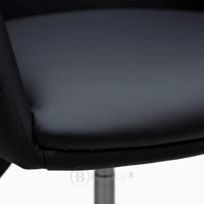Fauteuil de Bureau Pivotant en Simili Cuir Noir - Design Arrondi - Base Chromée – Image 3
