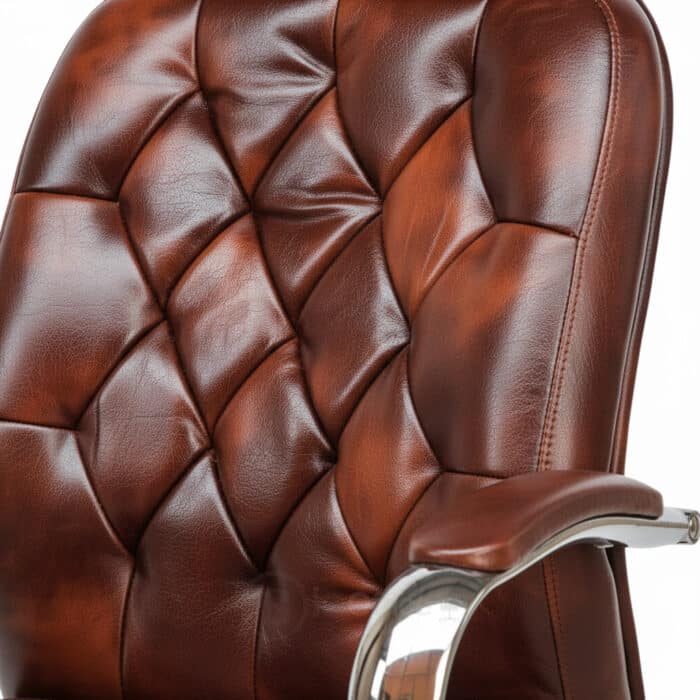 Fauteuil de Direction 116P - Simili Cuir Marron Vintage - Accoudoirs Chromés & Base Renforcée – Image 3