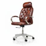 Fauteuil de Direction 116P - Simili Cuir Marron Vintage - Accoudoirs Chromés & Base Renforcée – Image 5