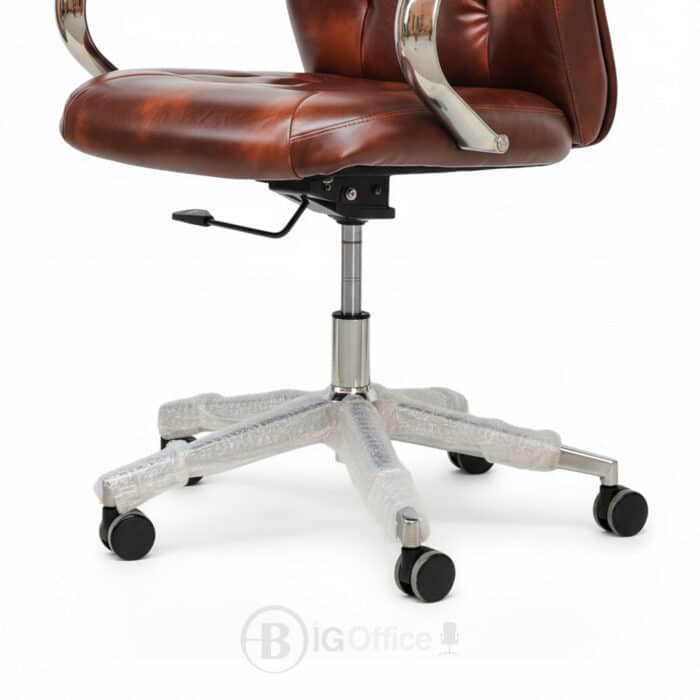 Fauteuil de Direction 116P - Simili Cuir Marron Vintage - Accoudoirs Chromés & Base Renforcée – Image 8