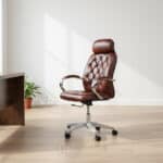 Fauteuil de Direction 116P - Simili Cuir Marron Vintage - Accoudoirs Chromés & Base Renforcée – Image 9