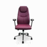 Fauteuil de Direction A7078 - Simili Cuir Rouge Bordeaux - Accoudoirs Chromés & Coussin Appui-Tête – Image 2