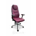 Fauteuil de Direction A7078 - Simili Cuir Rouge Bordeaux - Accoudoirs Chromés & Coussin Appui-Tête
