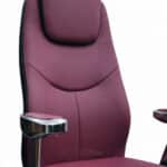 Fauteuil de Direction A7078 - Simili Cuir Rouge Bordeaux - Accoudoirs Chromés & Coussin Appui-Tête – Image 4