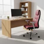 Fauteuil de Direction A7078 - Simili Cuir Rouge Bordeaux - Accoudoirs Chromés & Coussin Appui-Tête – Image 5