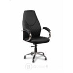 Fauteuil de Direction Ergonomique 155A - Simili Cuir Noir - Accoudoirs Chromés