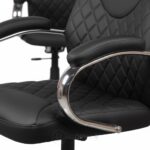 Fauteuil de Direction Ergonomique 155A - Simili Cuir Noir - Accoudoirs Chromés – Image 3