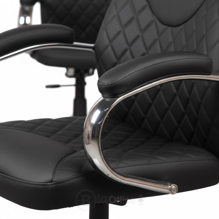 Fauteuil de Direction Ergonomique 155A - Simili Cuir Noir - Accoudoirs Chromés – Image 3