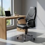 Fauteuil de Direction Ergonomique 155A - Simili Cuir Noir - Accoudoirs Chromés – Image 4