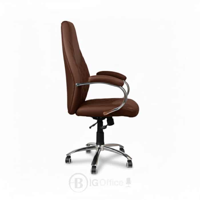 Fauteuil de Direction Ergonomique 155P – Simili Cuir Marron – Accoudoirs Chromés – Image 2