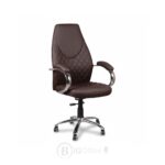 Fauteuil de Direction Ergonomique 155P – Simili Cuir Marron – Accoudoirs Chromés