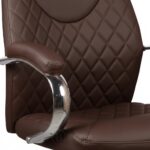 Fauteuil de Direction Ergonomique 155P – Simili Cuir Marron – Accoudoirs Chromés – Image 3