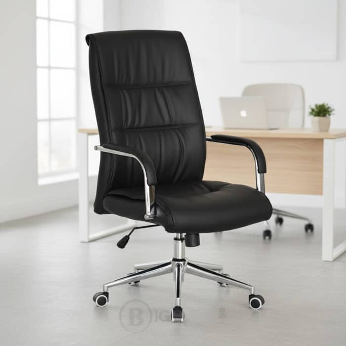 Fauteuil de Direction Ergonomique 786P - Noir, Accoudoirs Chromés & Hauteur Réglable – Image 5