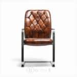 Fauteuil Visiteur 116 V Marron - Chaise Visiteur en Similicuir, Pied Métallique Chromé – Image 2