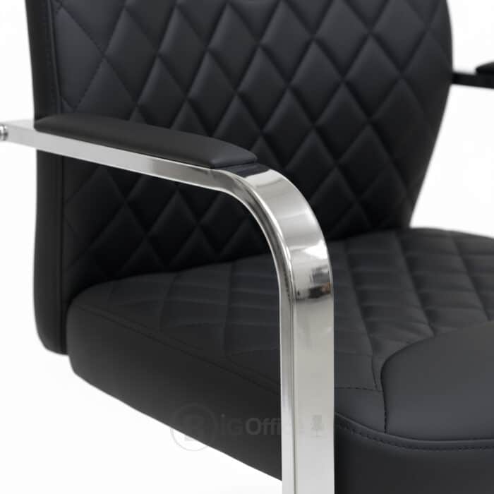 Fauteuil Visiteur 155V - Structure Chromée - Simili Cuir Noir – Image 3