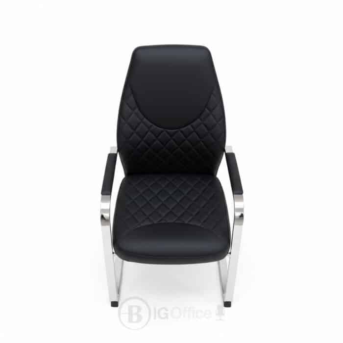 Fauteuil Visiteur 155V - Structure Chromée - Simili Cuir Noir – Image 4