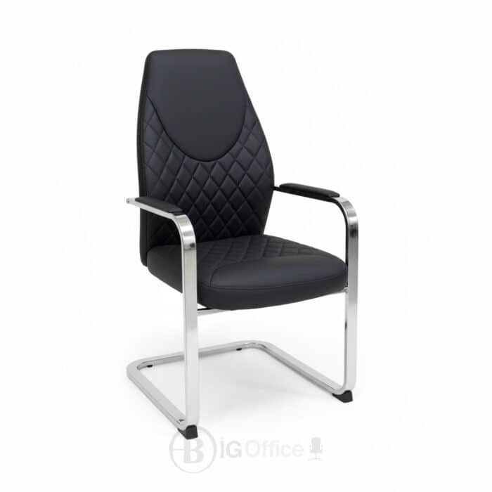 Fauteuil Visiteur 155V - Structure Chromée - Simili Cuir Noir – Image 5