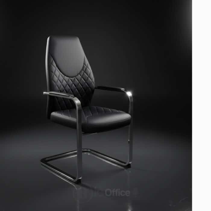 Fauteuil Visiteur 155V - Structure Chromée - Simili Cuir Noir – Image 6