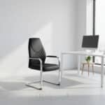 Fauteuil Visiteur 155V - Structure Chromée - Simili Cuir Noir – Image 7