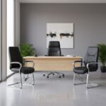 Pack Fauteuil de Direction 106V - 1 Fauteuil Directeur + 2 Fauteuils Visiteurs - Simili Cuir Noir – Image 2