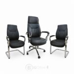 Pack Fauteuil de Direction 106V - 1 Fauteuil Directeur + 2 Fauteuils Visiteurs - Simili Cuir Noir