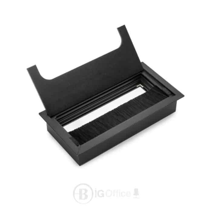Passe-câbles bureau 15×7 cm – Aluminium noir avec brosse – Image 2