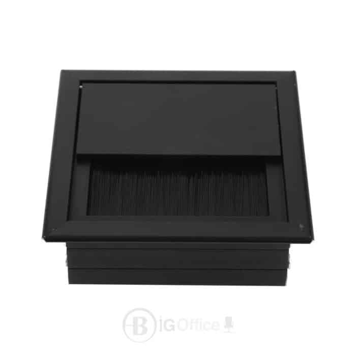 Passe-câbles rectangulaire noir pour bureau – Trappe aluminium avec brosses – Image 4