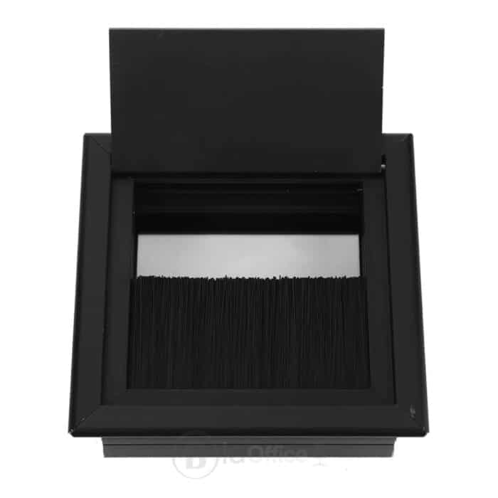Passe-câbles rectangulaire noir pour bureau – Trappe aluminium avec brosses – Image 5
