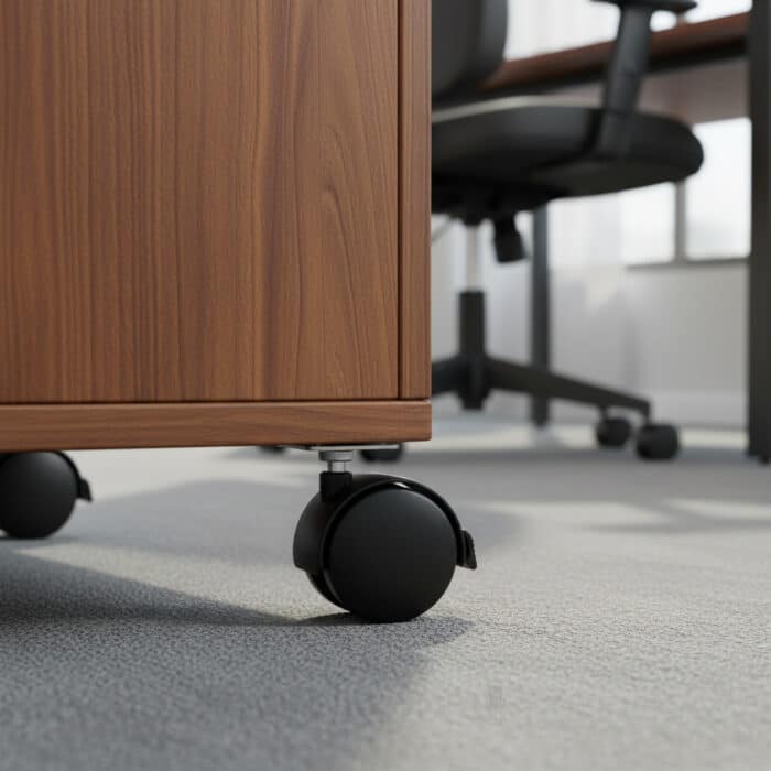 Roulette pour caisson de bureau avec frein - Pivotante, robuste et silencieuse – Image 4