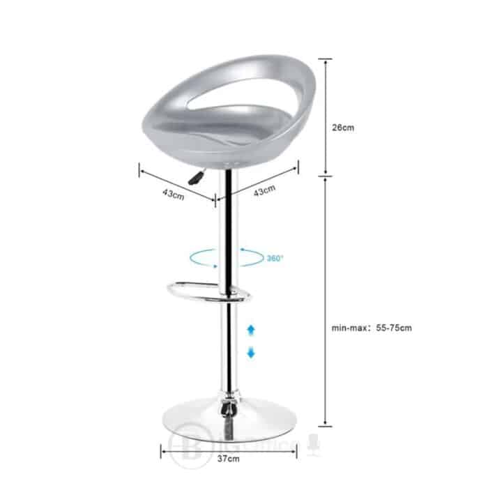 Tabouret de bar design en ABS – Réglable en hauteur avec base chromée – Image 3