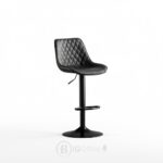 Tabouret de bar design noir en similicuir – hauteur réglable avec pied en métal