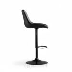 Tabouret de bar design noir en similicuir – hauteur réglable avec pied en métal – Image 3