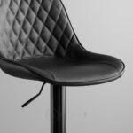 Tabouret de bar design noir en similicuir – hauteur réglable avec pied en métal – Image 4