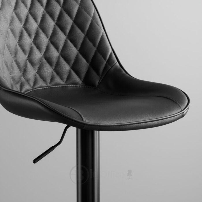 Tabouret de bar design noir en similicuir – hauteur réglable avec pied en métal – Image 4