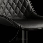 Tabouret de bar design noir en similicuir – hauteur réglable avec pied en métal – Image 6