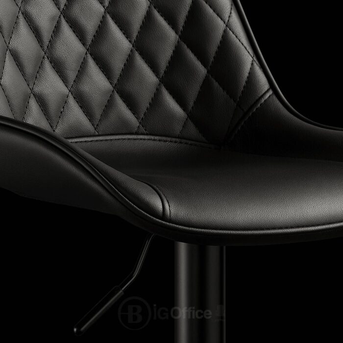 Tabouret de bar design noir en similicuir – hauteur réglable avec pied en métal – Image 6