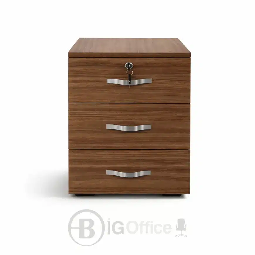 Caisson mobile de bureau en bois 3 tiroirs avec serrure