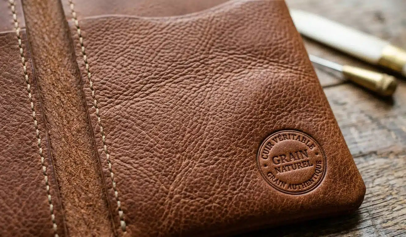 Cuir véritable naturel — texture et grain authentiques