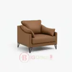 Fauteuil d’accueil en similicuir marron – Piètement métal design