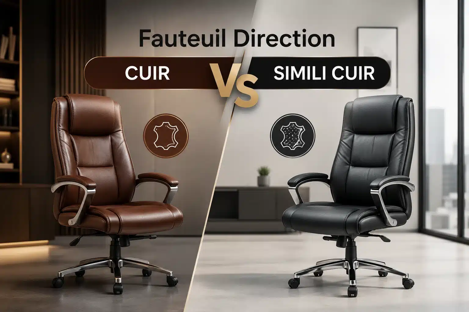 Fauteuil direction Cuir VS Simili cuir
