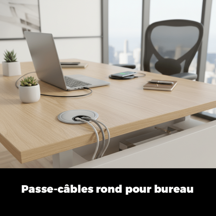 Passe-câbles rond pour bureau – Obturateur de câbles design – Image 2