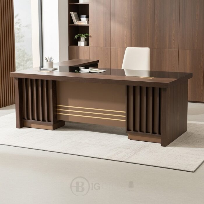 Bureau de Direction MAJESTÉ (Wengé): Luxe Traditionnel & Rangement Exécutif Intégré – Image 2
