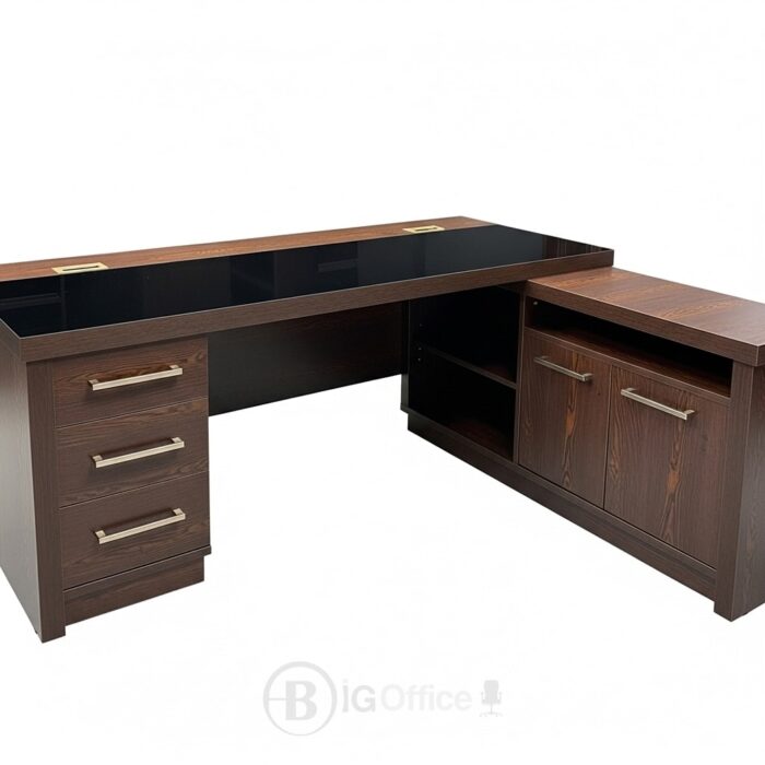 Bureau de Direction MAJESTÉ (Wengé): Luxe Traditionnel & Rangement Exécutif Intégré – Image 4