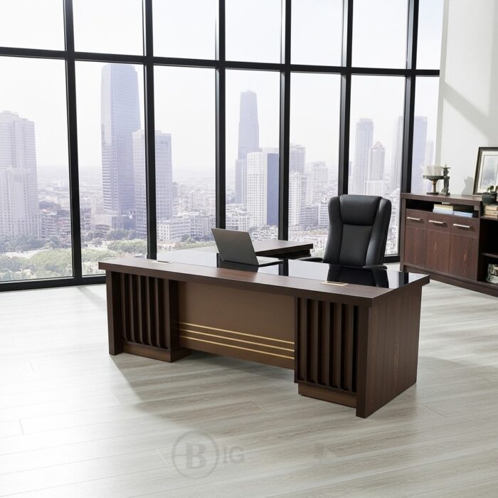 Bureau de Direction MAJESTÉ (Wengé): Luxe Traditionnel & Rangement Exécutif Intégré – Image 6