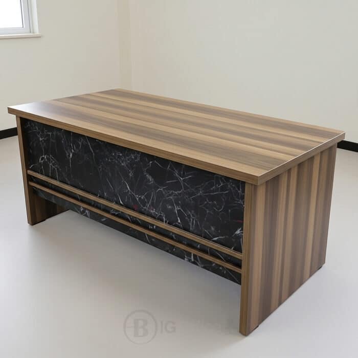 Bureau de Direction UCDA 160 cm - Bois MDF + Façade Effet Marbre Noir avec Caisson et Retour – Image 6